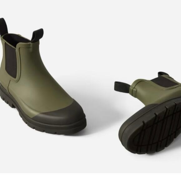 Everlane The Rain Boot Forest Green Black Chunky Chelsea Waterproof Sz 10 NEW - Picture 3 of 16